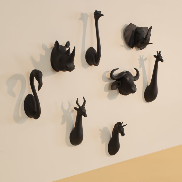 Animal Head Wall Hooks, Black Sold by at Home