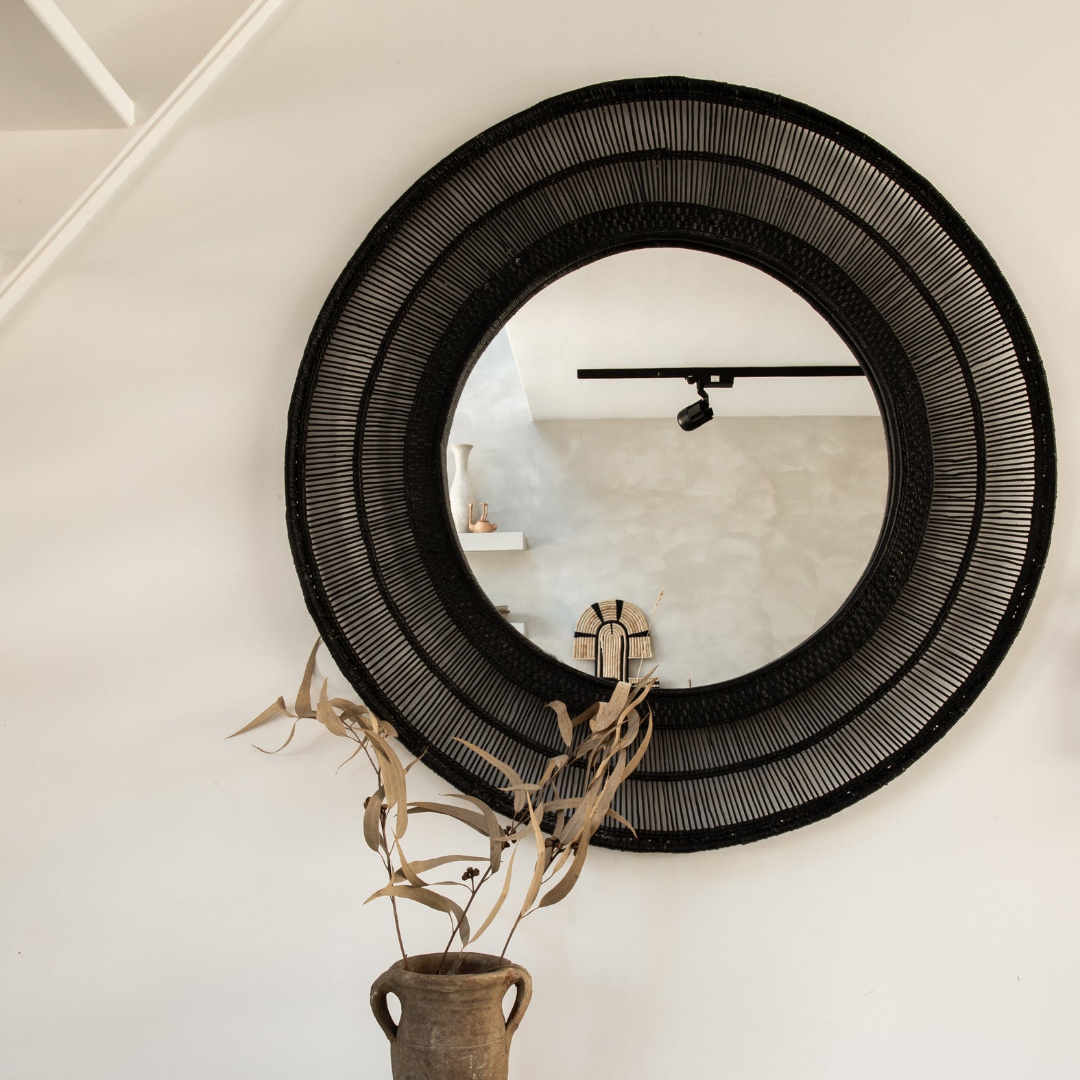 Malawi Round Mirror Black