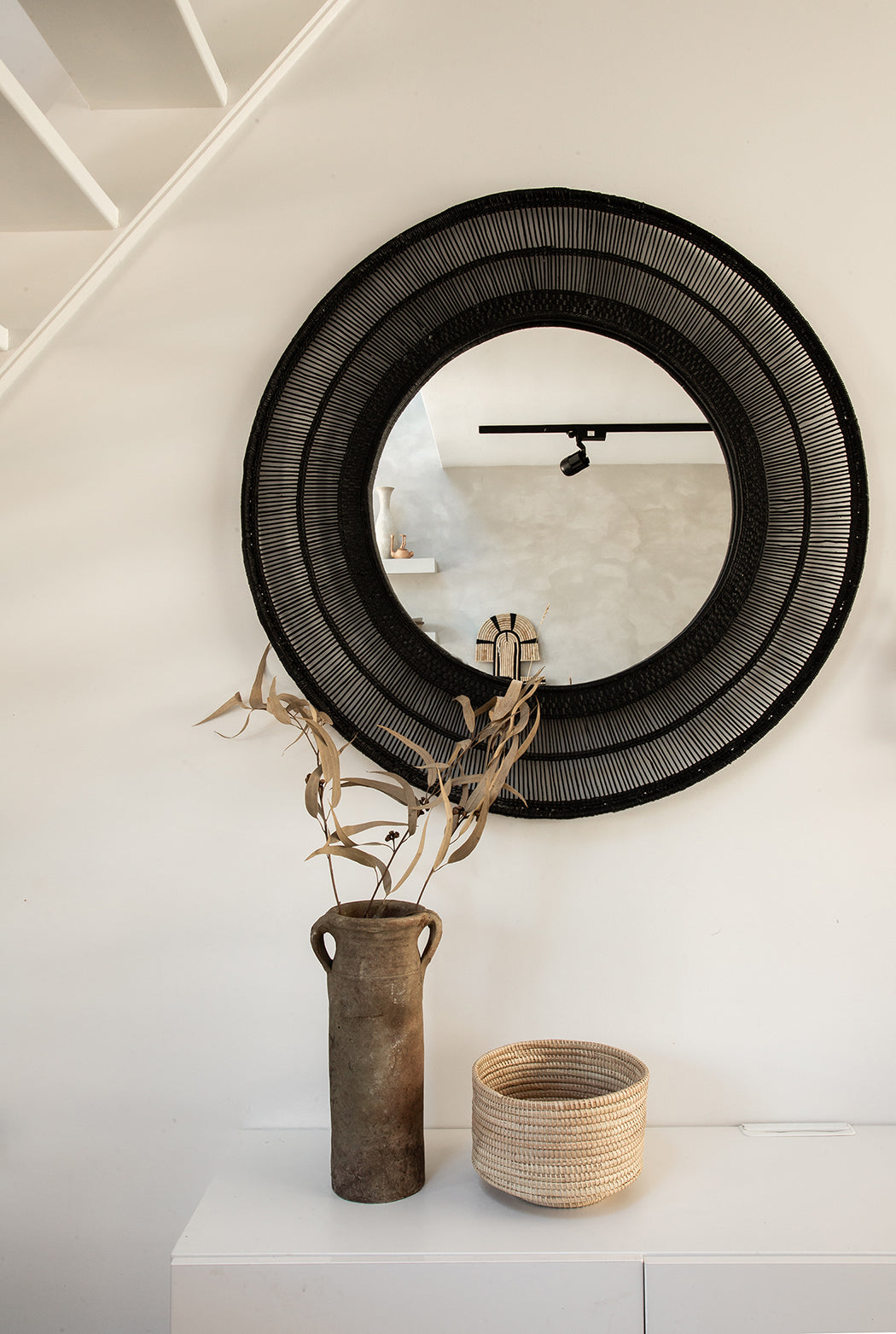 Malawi Round Mirror Black