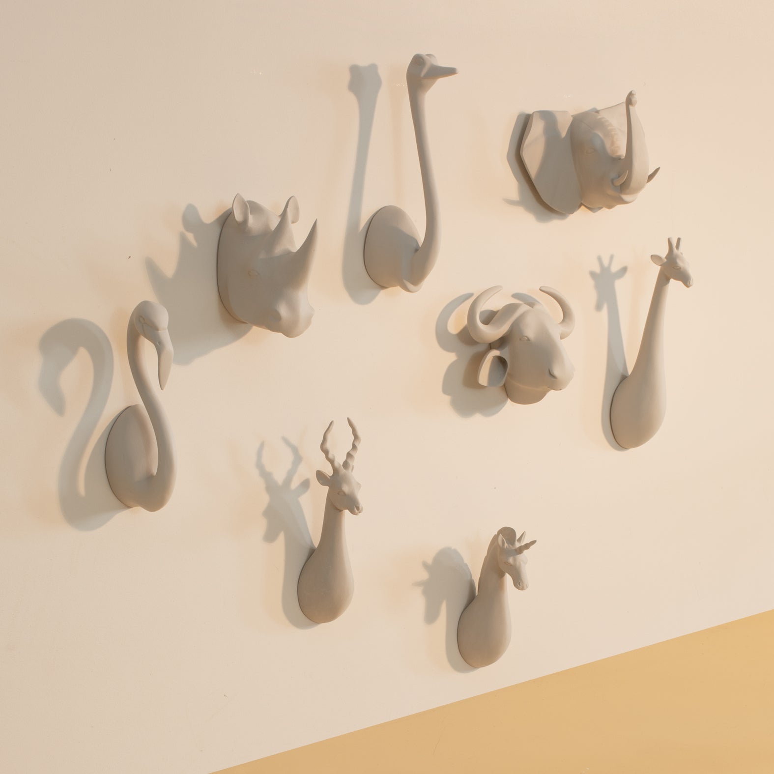 Misty White Animal Head Hooks