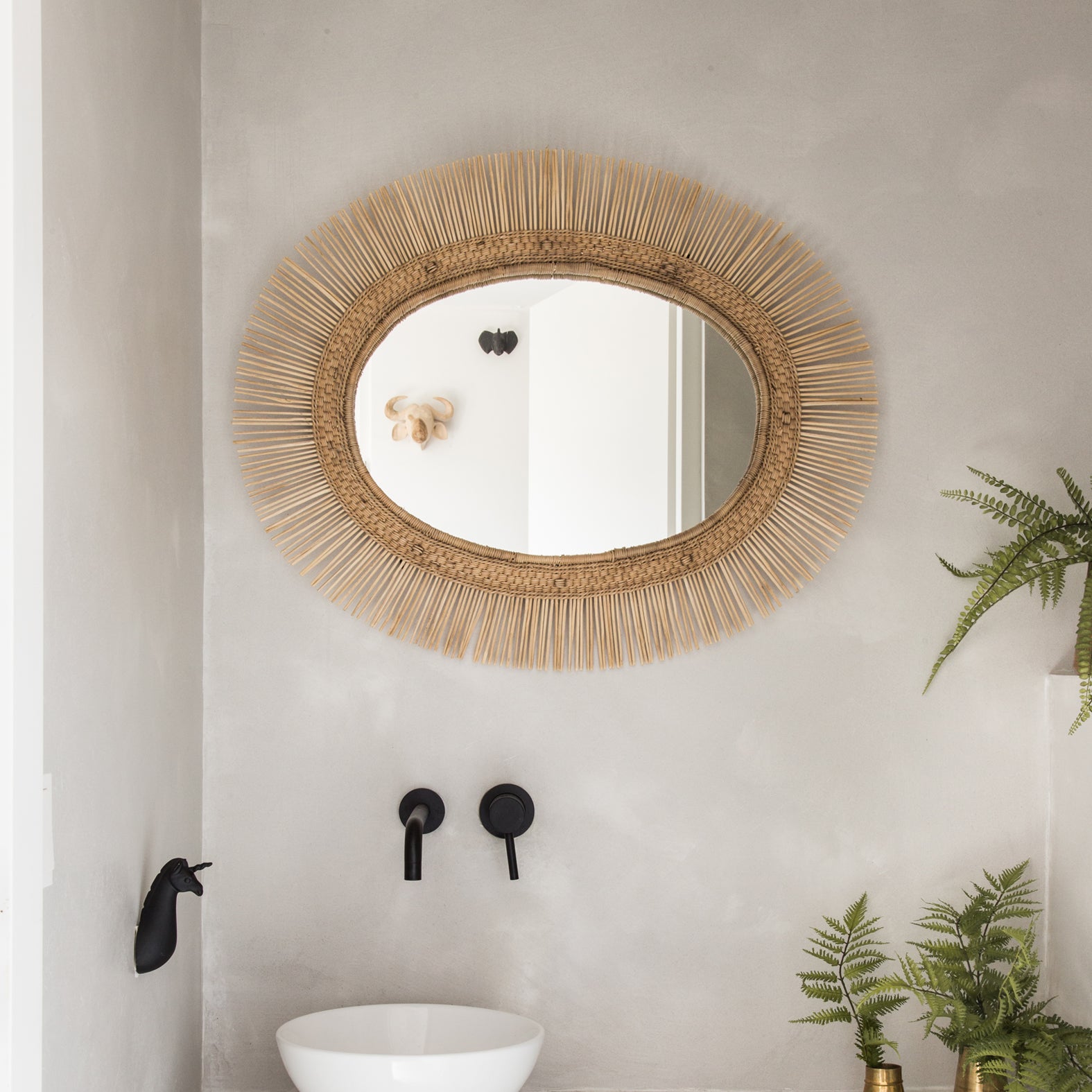 Malawi Sun Oval Mirror Natural