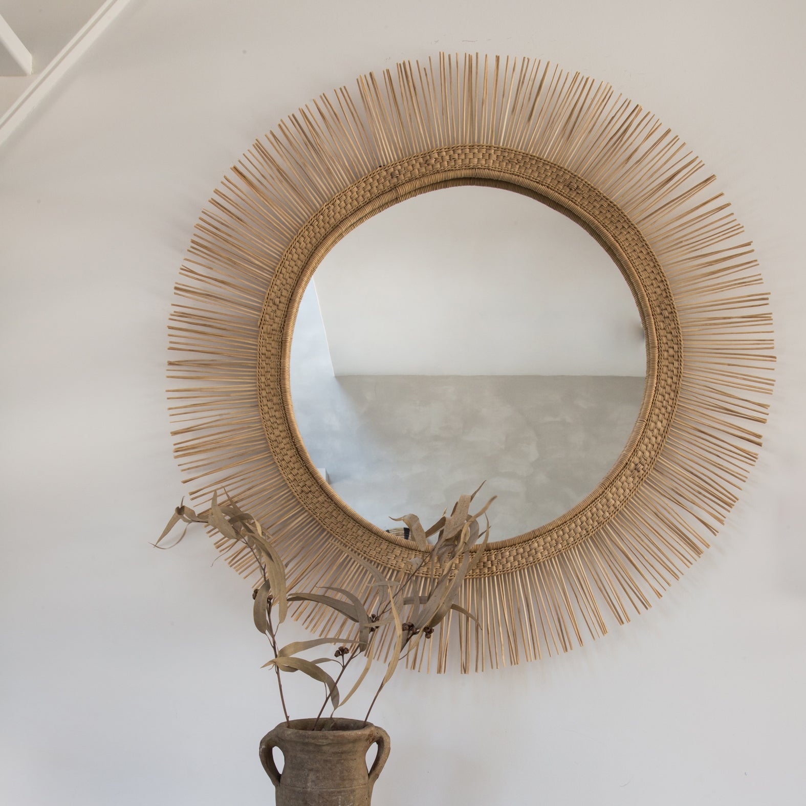 Malawi Sun Round Mirror Natural