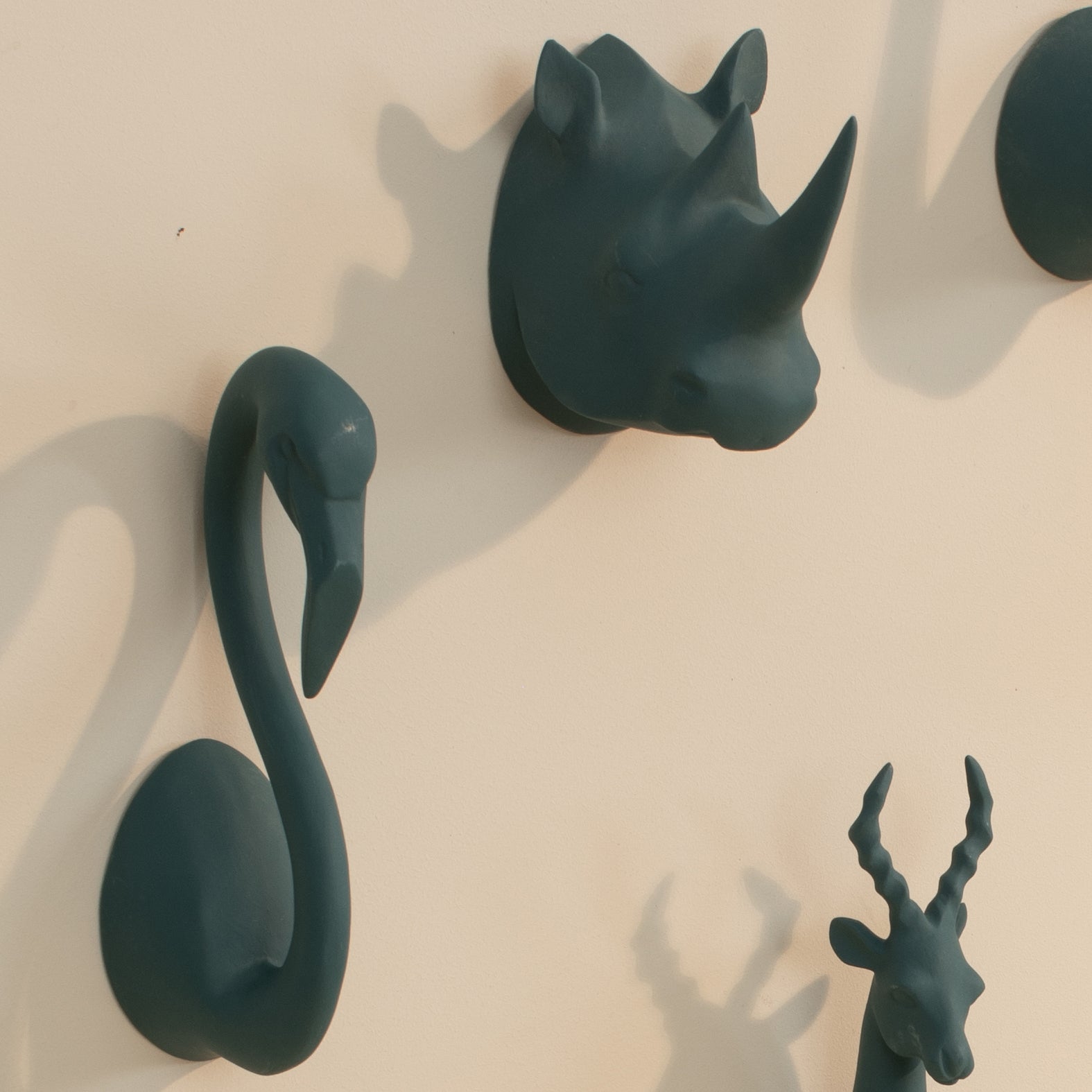 Peacock Green Animal Head Hooks